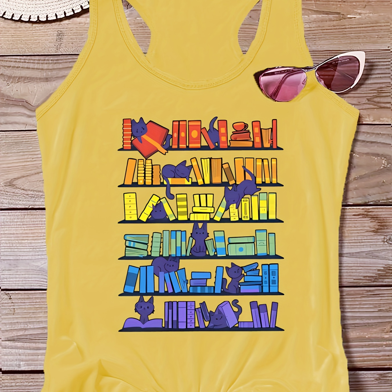 Plus Size Colorful Book Print Tank Top, Casual Crew Neck Sleeveless Top For Summer, Women's Plus Size Clothing
Plus Size Colorful Book Print Tank Top, Casual Crew Neck Sleeveless Top For Summer, Women's Plus Size Clothing
