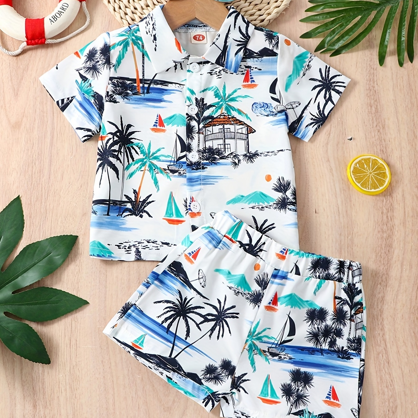 2pcs Baby Infant Boys Casual Coconut Tree Graphic Print Short Sleeve Shirt & Shorts Set Clothes For Summer Beach
2pcs Baby Infant Boys Casual Coconut Tree Graphic Print Short Sleeve Shirt & Shorts Set Clothes For Summer Beach
