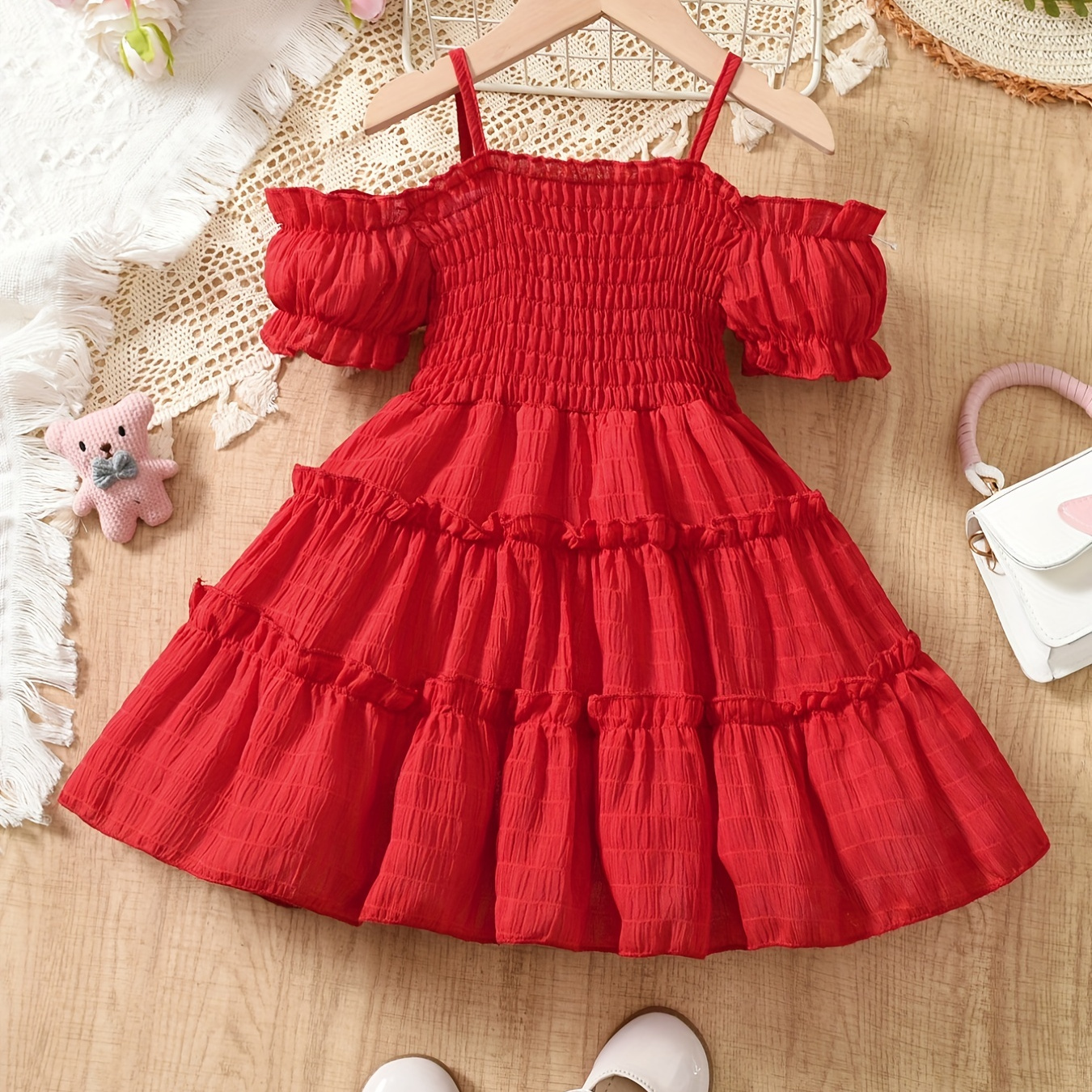 Girls Cold Shoulder Shirred Frill Trim Ruffle Hem Princess Dress For Party Beach Vacation Kids Summer Clothes
Girls Cold Shoulder Shirred Frill Trim Ruffle Hem Princess Dress For Party Beach Vacation Kids Summer Clothes