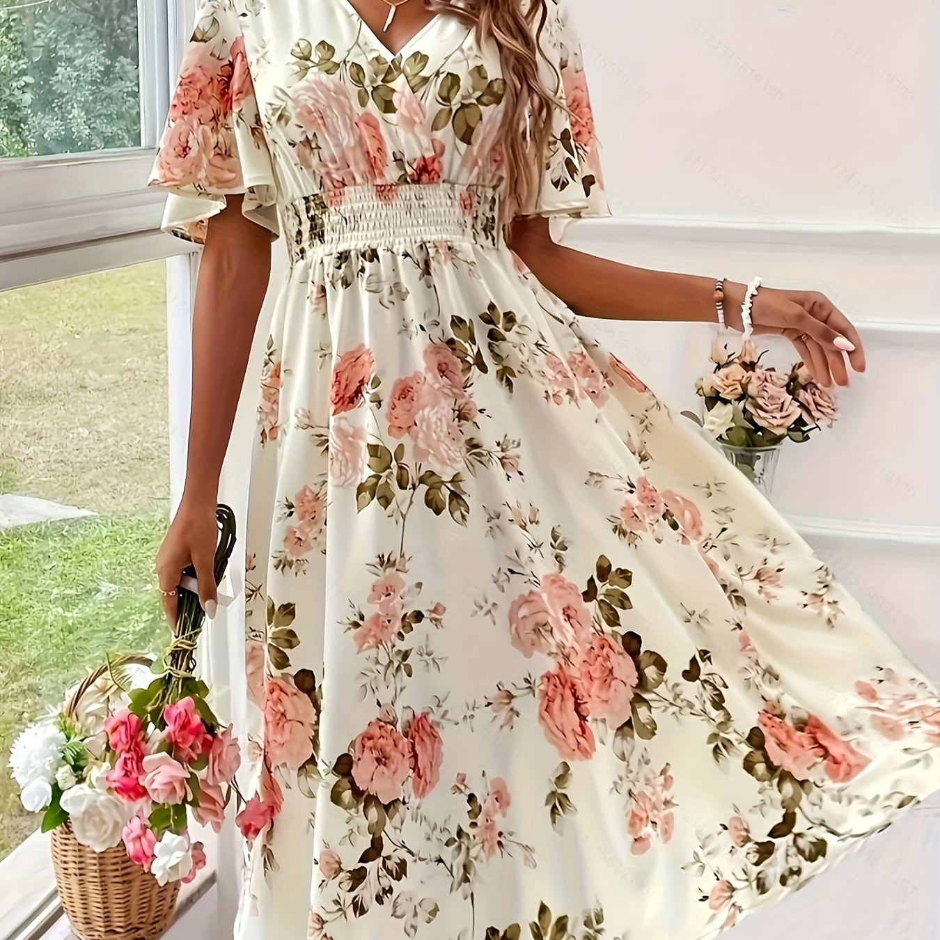 Robe à taille cintrée à imprimé floral grande taille, élégante robe à manches courtes pour le printemps et l'été, vêtements grande taille pour femmes
Robe à taille cintrée à imprimé floral grande taille, élégante robe à manches courtes pour le printemps et l'été, vêtements grande taille pour femmes