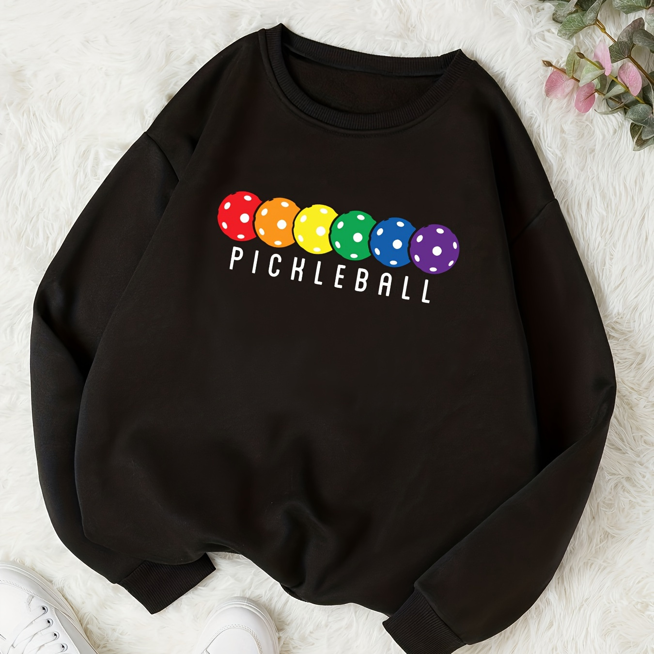 Pickleball Print Pullover Sweatshirt, Cute Long Sleeve Crew Neck Sweatshirt, Women's Clothing
Pickleball Print Pullover Sweatshirt, Cute Long Sleeve Crew Neck Sweatshirt, Women's Clothing