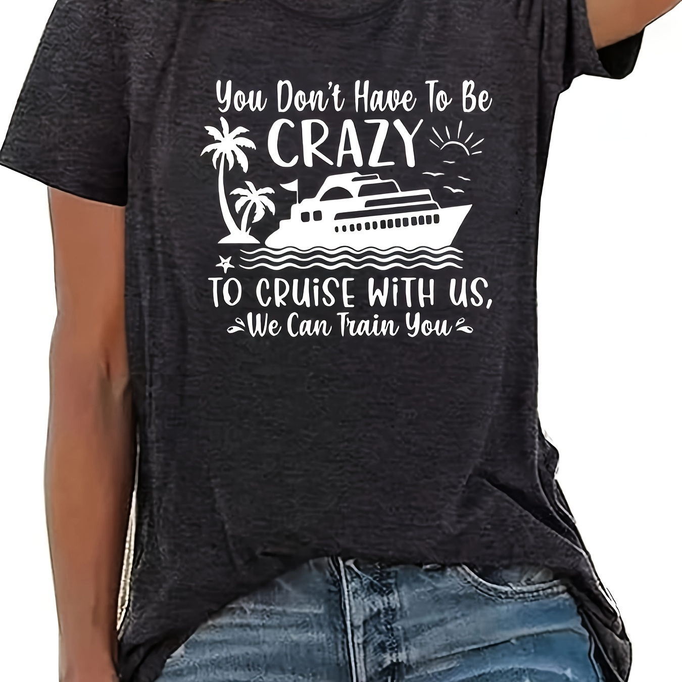 Plus Size Cruise Print T-shirt, Casual Short Sleeve Crew Neck Top For Spring & Summer, Women's Plus Size Clothing
Plus Size Cruise Print T-shirt, Casual Short Sleeve Crew Neck Top For Spring & Summer, Women's Plus Size Clothing
