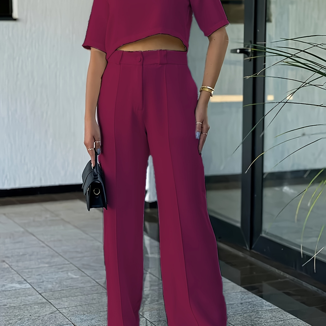 Women's Suit, Solid Color Casual Two-piece Set, Medium Sleeve Short Top Zipper Long Pants, Fashion Wear Set
Women's Suit, Solid Color Casual Two-piece Set, Medium Sleeve Short Top Zipper Long Pants, Fashion Wear Set