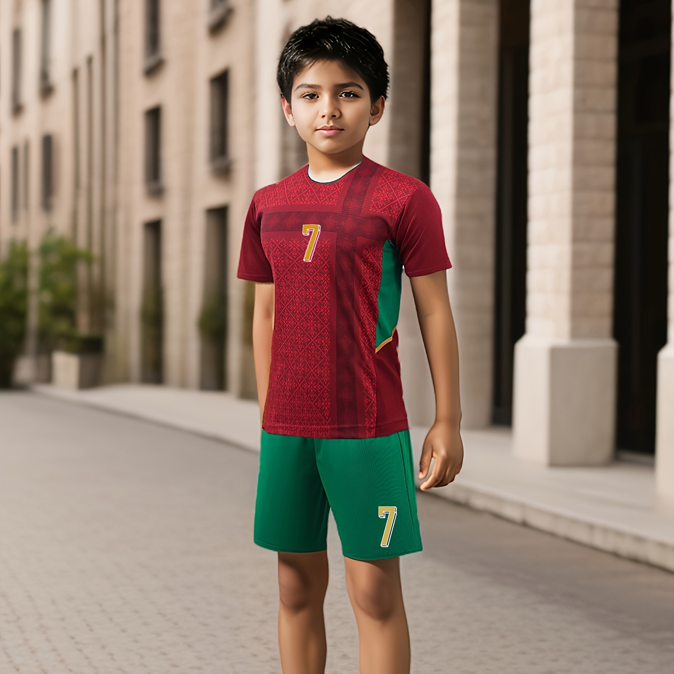 2pcs Boys Breathable Sports #7 Football Training Jersey Set, Casual Quick-drying Short Sleeve T-shirt&shorts, Boys Clothing For Summer
2pcs Boys Breathable Sports #7 Football Training Jersey Set, Casual Quick-drying Short Sleeve T-shirt&shorts, Boys Clothing For Summer