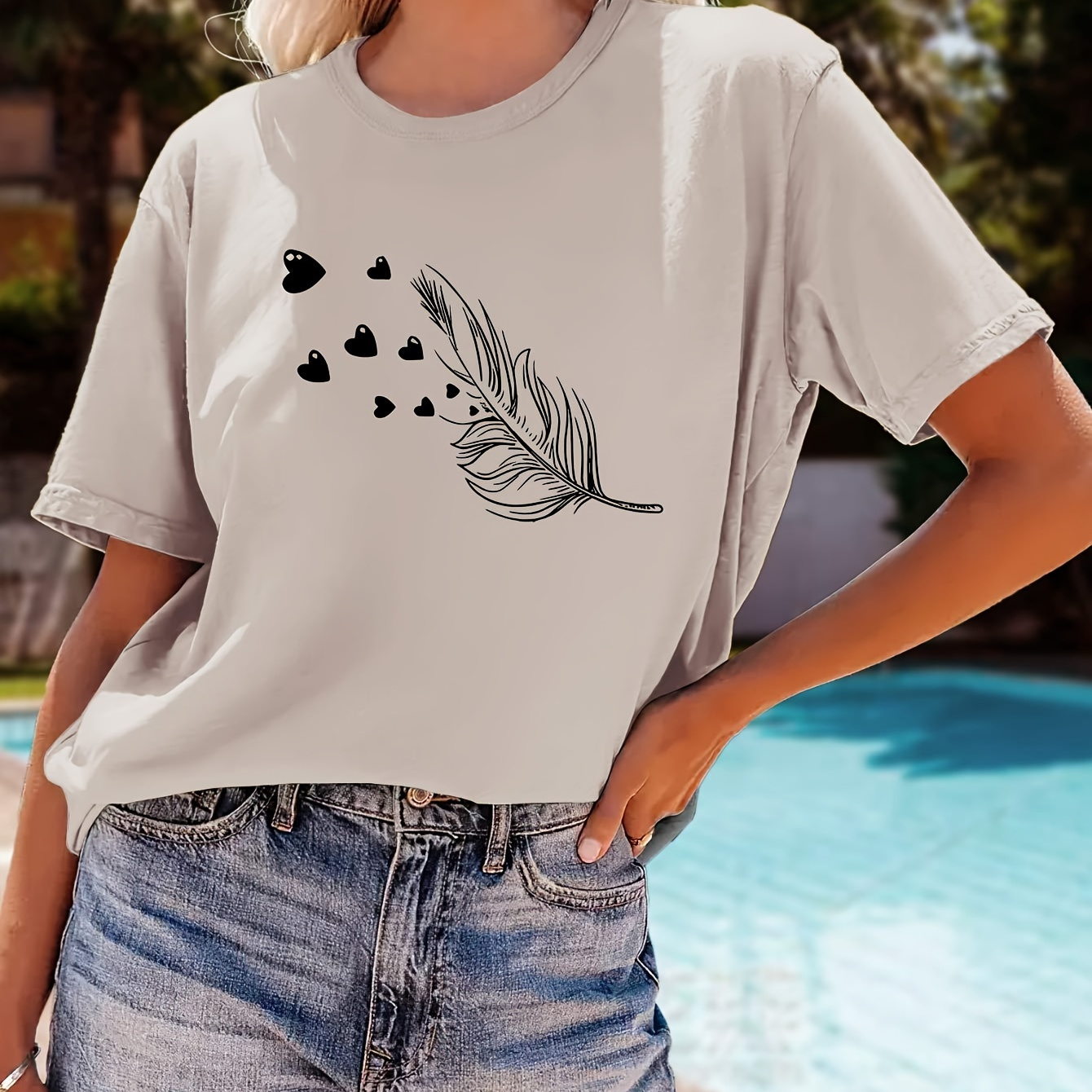Graphic Print T-shirt, Short Sleeve Crew Neck Casual Top For Summer & Spring, Women's Clothing