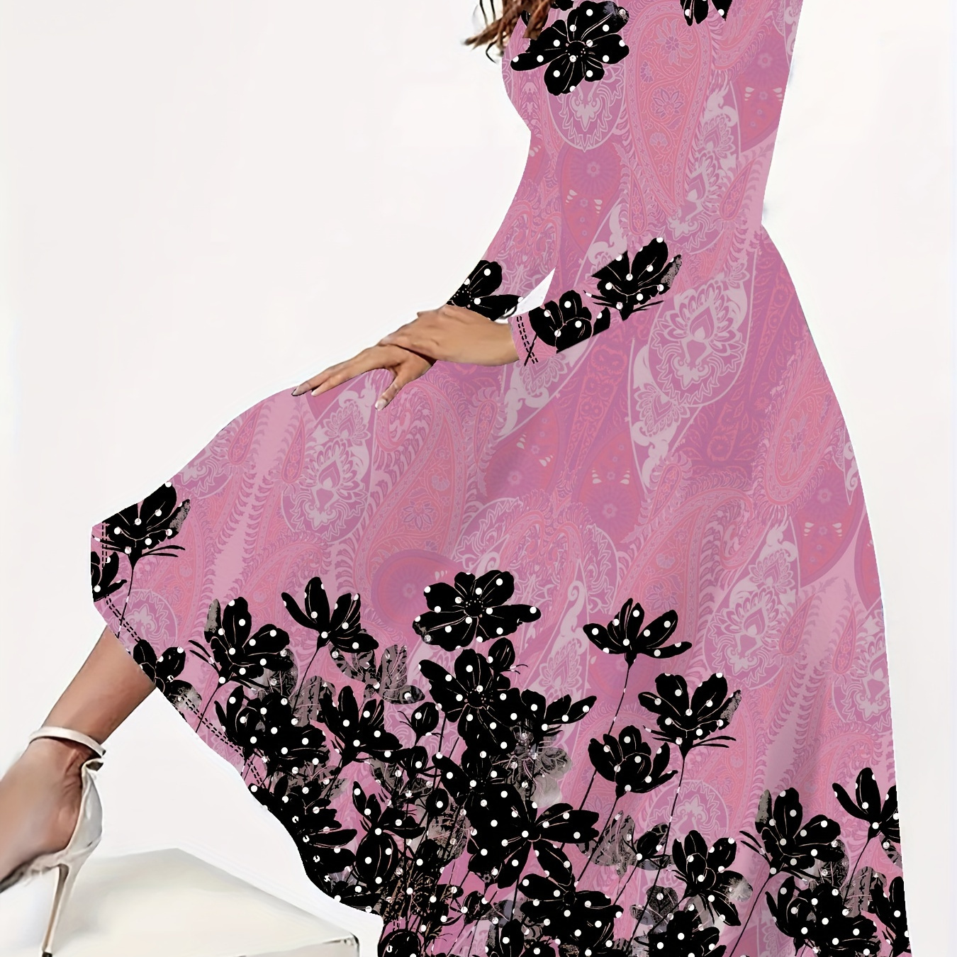 Plus Size Floral Print Dress, Casual Long Sleeve Crew Neck Maxi Dress, Women's Plus Size Clothing
Plus Size Floral Print Dress, Casual Long Sleeve Crew Neck Maxi Dress, Women's Plus Size Clothing