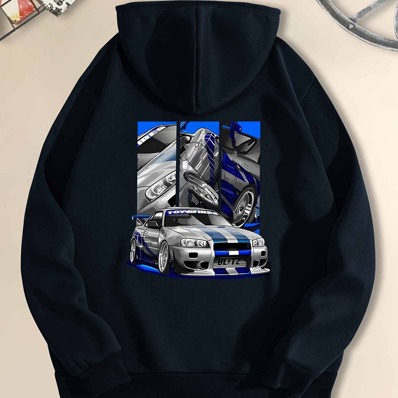 1pc Men's Polyester Sports Hoodie With Racing Car Print, Casual Loose Fit Long Sleeve Hooded Sweatshirt, Cartoon Pattern Knit Fabric With Stretch, Top For All
1pc Men's Polyester Sports Hoodie With Racing Car Print, Casual Loose Fit Long Sleeve Hooded Sweatshirt, Cartoon Pattern Knit Fabric With Stretch, Top For All