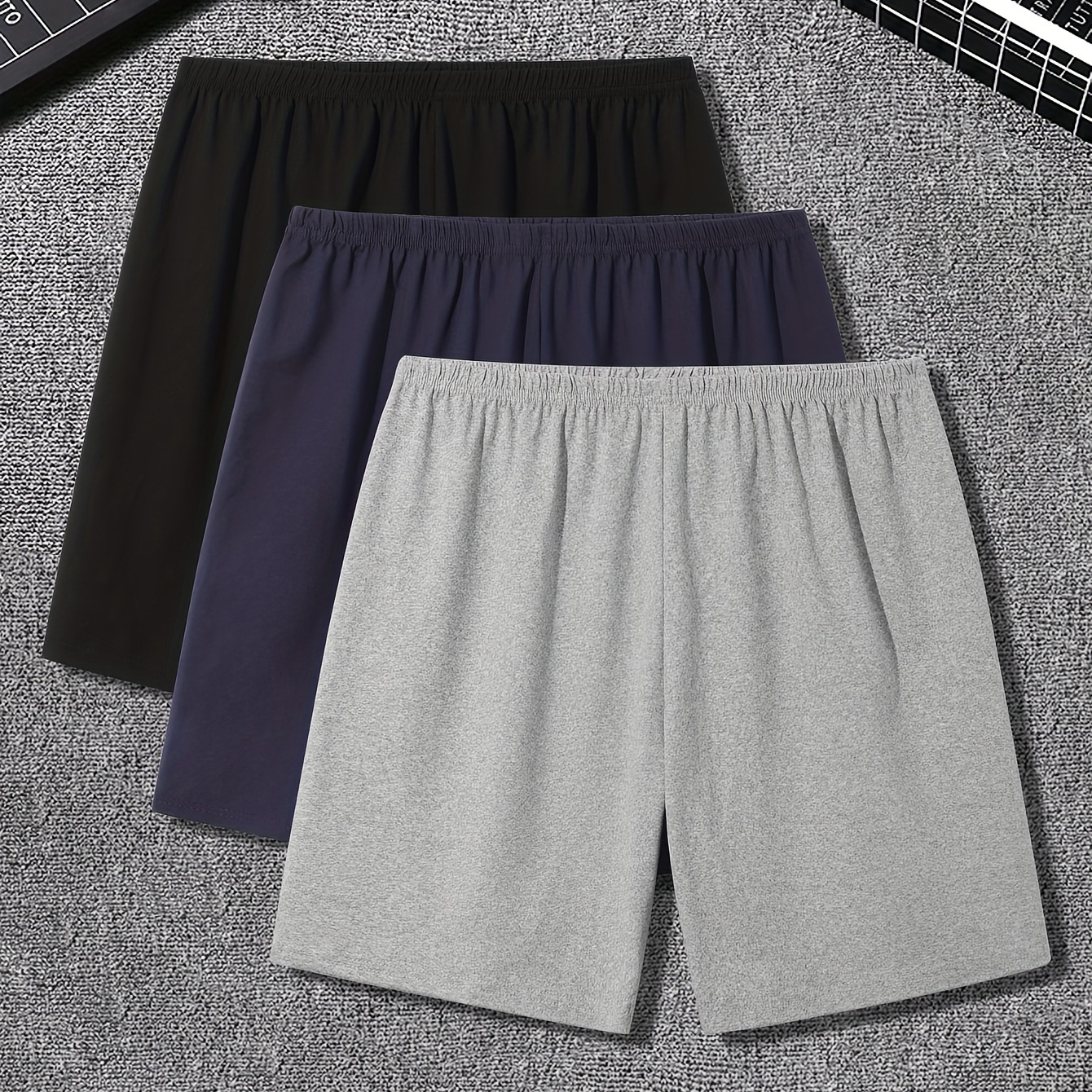 Men's 3pcs Casual Solid Color Shorts Set, Comfort Lounge Wear, Elastic & Breathable Shorts For Summer
Men's 3pcs Casual Solid Color Shorts Set, Comfort Lounge Wear, Elastic & Breathable Shorts For Summer