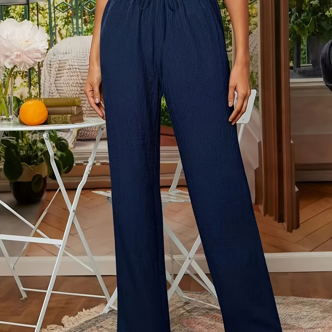 Elastic Waist Straight Leg Pants, Elegant Solid Color Comfy Versatile Drawstring Pants For Spring & Fall, Women's Clothing
Elastic Waist Straight Leg Pants, Elegant Solid Color Comfy Versatile Drawstring Pants For Spring & Fall, Women's Clothing
