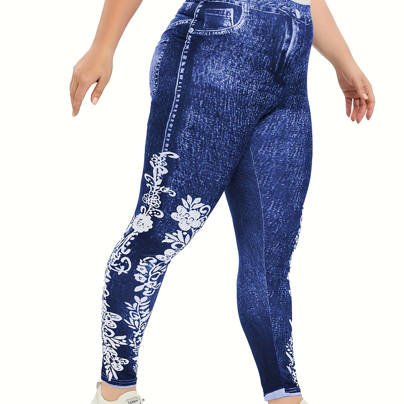Plus Size Floral Print High Rise Leggings, Women's Plus Casual High Stretch Skinny Pants
Plus Size Floral Print High Rise Leggings, Women's Plus Casual High Stretch Skinny Pants
