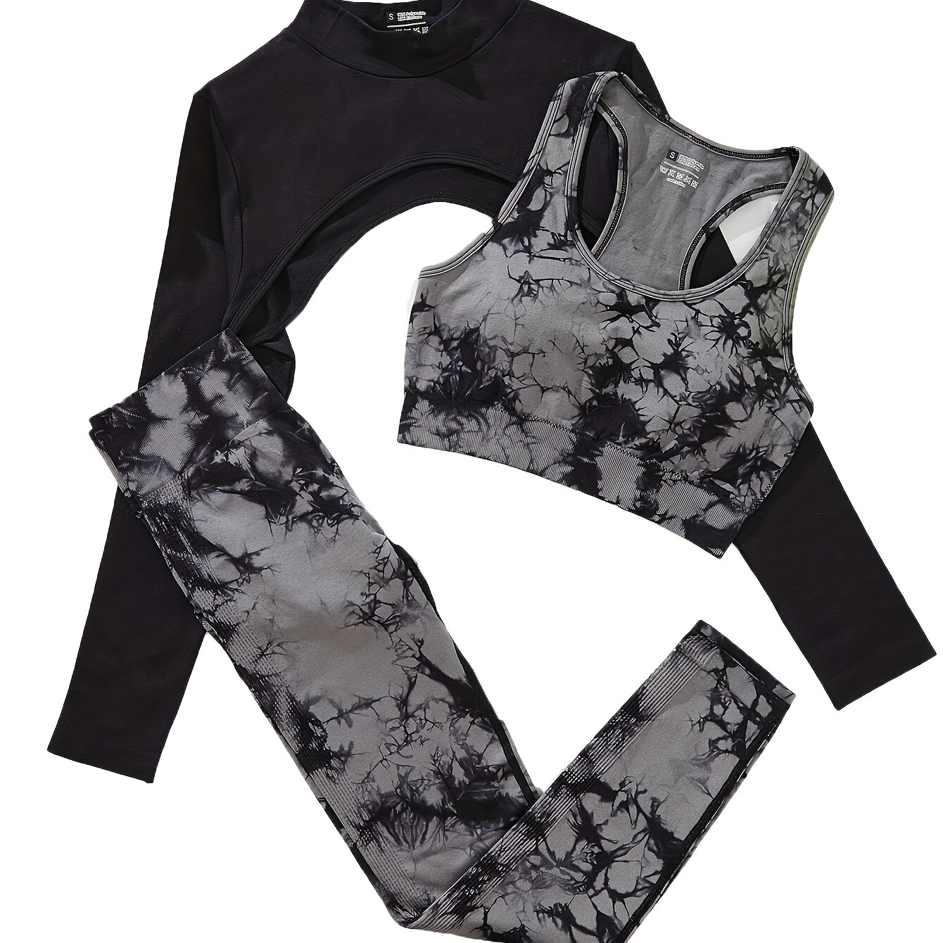 3pcs Tie-dye Yoga Set For Women - High-stretch Nylon Activewear With Racerback Sports Bra, Long Sleeve Thumb Hole Top & Leggings - Machine Washable, All
3pcs Tie-dye Yoga Set For Women - High-stretch Nylon Activewear With Racerback Sports Bra, Long Sleeve Thumb Hole Top & Leggings - Machine Washable, All