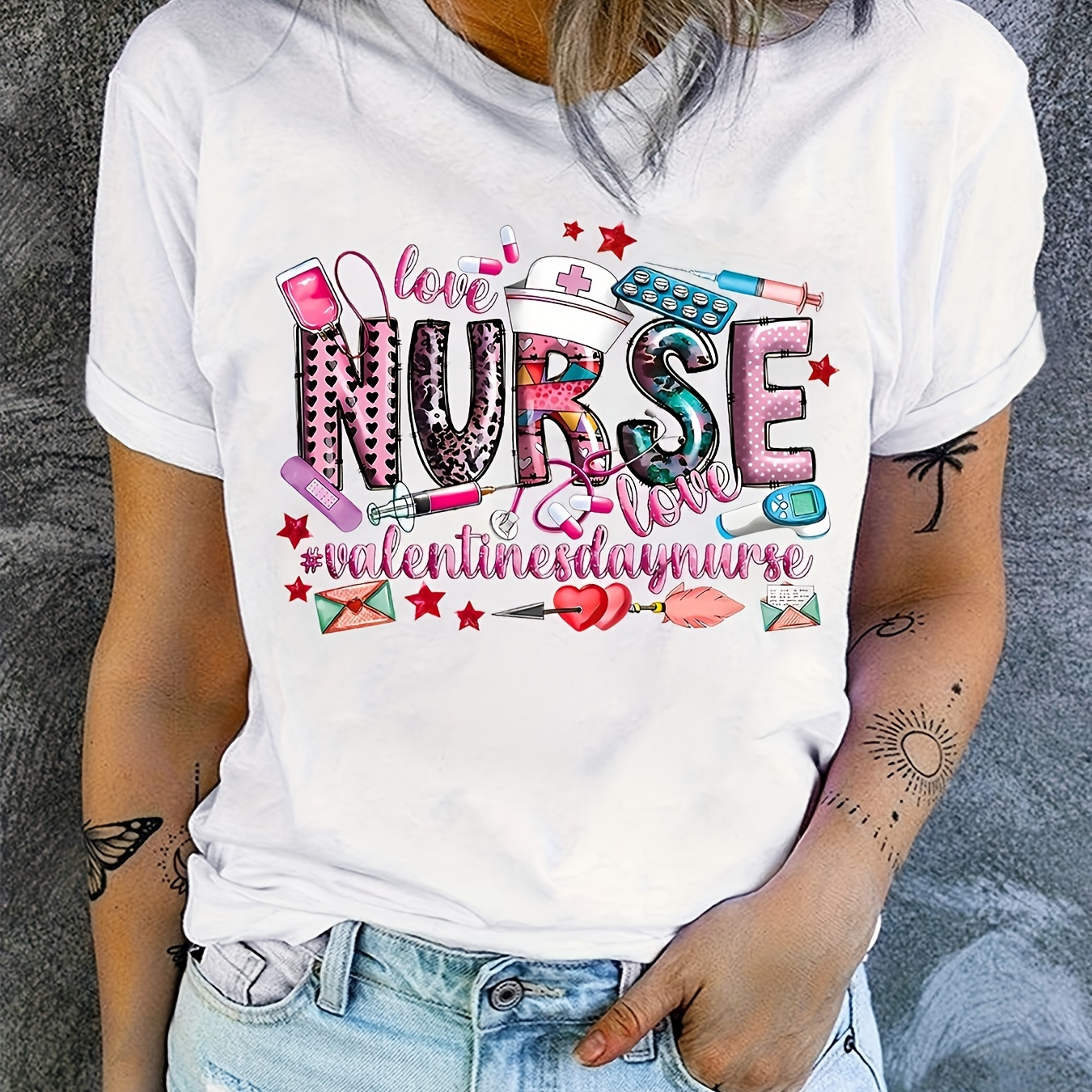 Nurse Print T-shirt, Casual Short Sleeve Crew Neck Top For Spring & Summer, Women's Clothing
Nurse Print T-shirt, Casual Short Sleeve Crew Neck Top For Spring & Summer, Women's Clothing