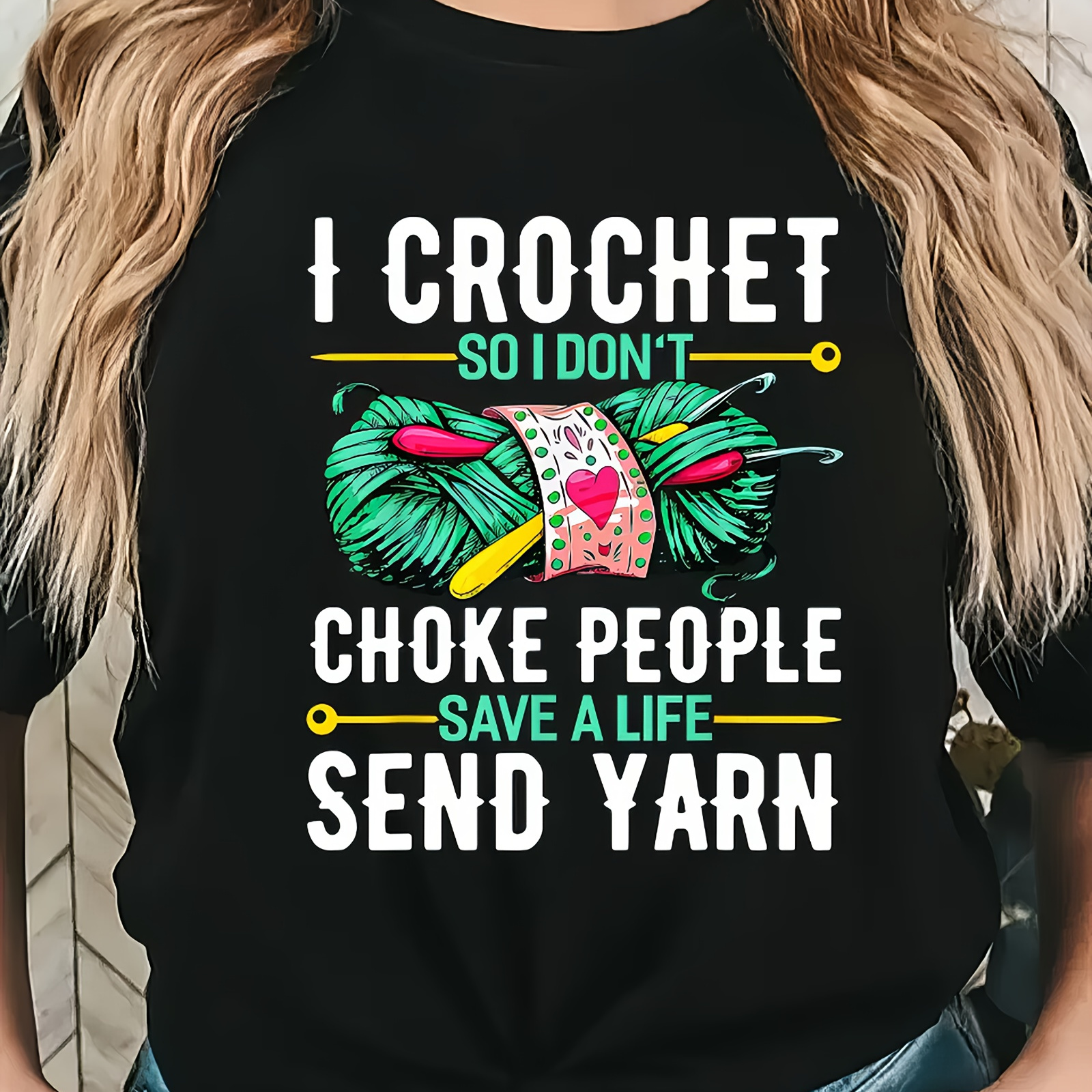 I Crochet Print Tee Neck T-shirt Casual Outfit Plus Size T-shirts Women's Tees Cotton Tees Tops Black T-shirts
I Crochet Print Tee Neck T-shirt Casual Outfit Plus Size T-shirts Women's Tees Cotton Tees Tops Black T-shirts