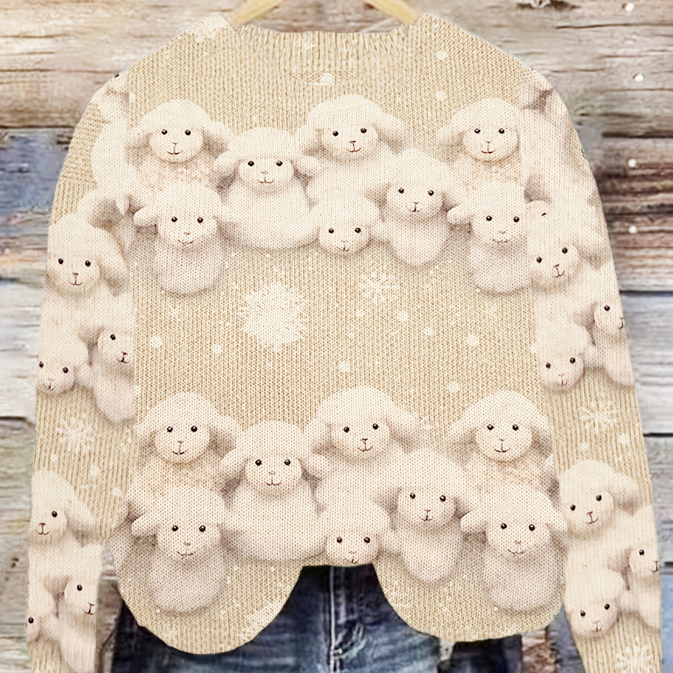 Elegant Animal Print Sweater For Women - Polyester Knit Pullover With , Long Sleeve, Round Neck, Regular Fit, Non-stretch, Fall/winter Collection
Elegant Animal Print Sweater For Women - Polyester Knit Pullover With , Long Sleeve, Round Neck, Regular Fit, Non-stretch, Fall/winter Collection