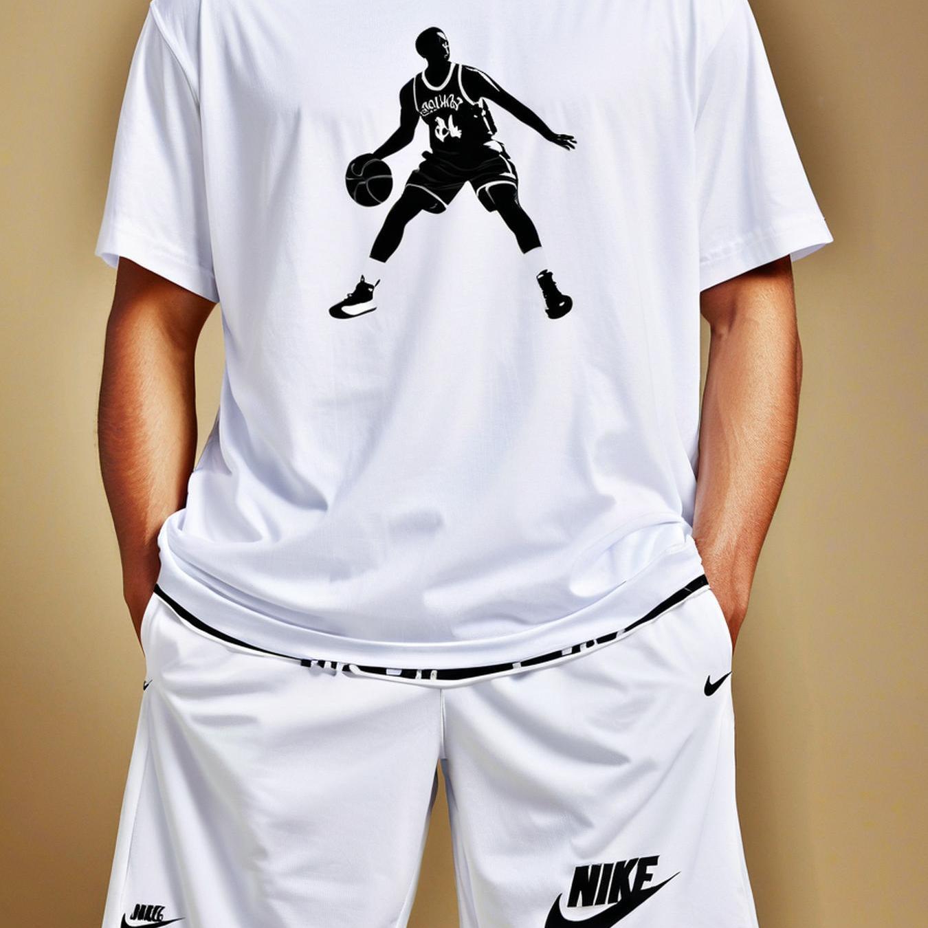 Men's Basketball Graphic Cotton Crew Neck T-shirt – Soft, Breathable, And Comfortable For Sports & Casual Wear, Machine Washable, Size 3xl, White With Black Silhouette Design
Men's Basketball Graphic Cotton Crew Neck T-shirt – Soft, Breathable, And Comfortable For Sports & Casual Wear, Machine Washable, Size 3xl, White With Black Silhouette Design