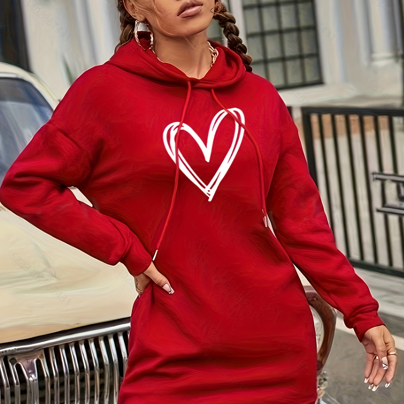 Heart Print Drawstring Hoodie, Casual Long Sleeve Hooded Sweatshirt For Spring & Fall, Women's Clothing
Heart Print Drawstring Hoodie, Casual Long Sleeve Hooded Sweatshirt For Spring & Fall, Women's Clothing