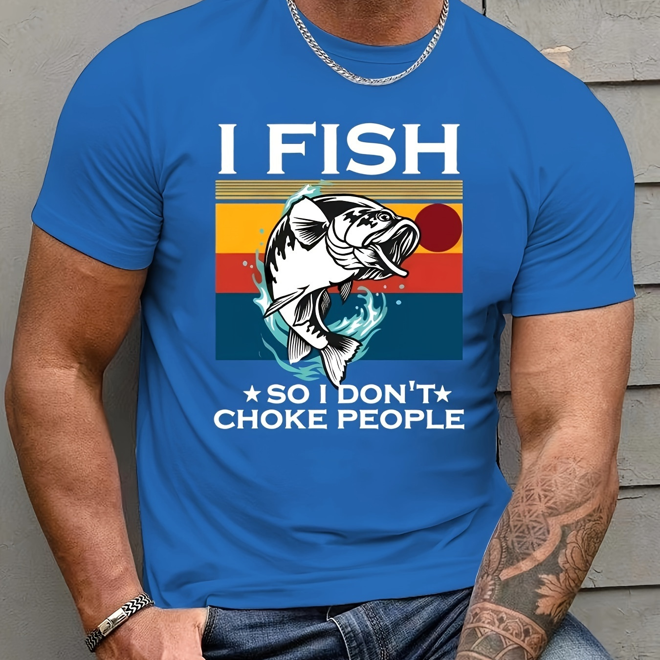 'i Fish...' Print Tees For Men, Casual Crew Neck Short Sleeve T-shirt, Comfortable Breathable T-shirt For All Seasons
'i Fish...' Print Tees For Men, Casual Crew Neck Short Sleeve T-shirt, Comfortable Breathable T-shirt For All Seasons