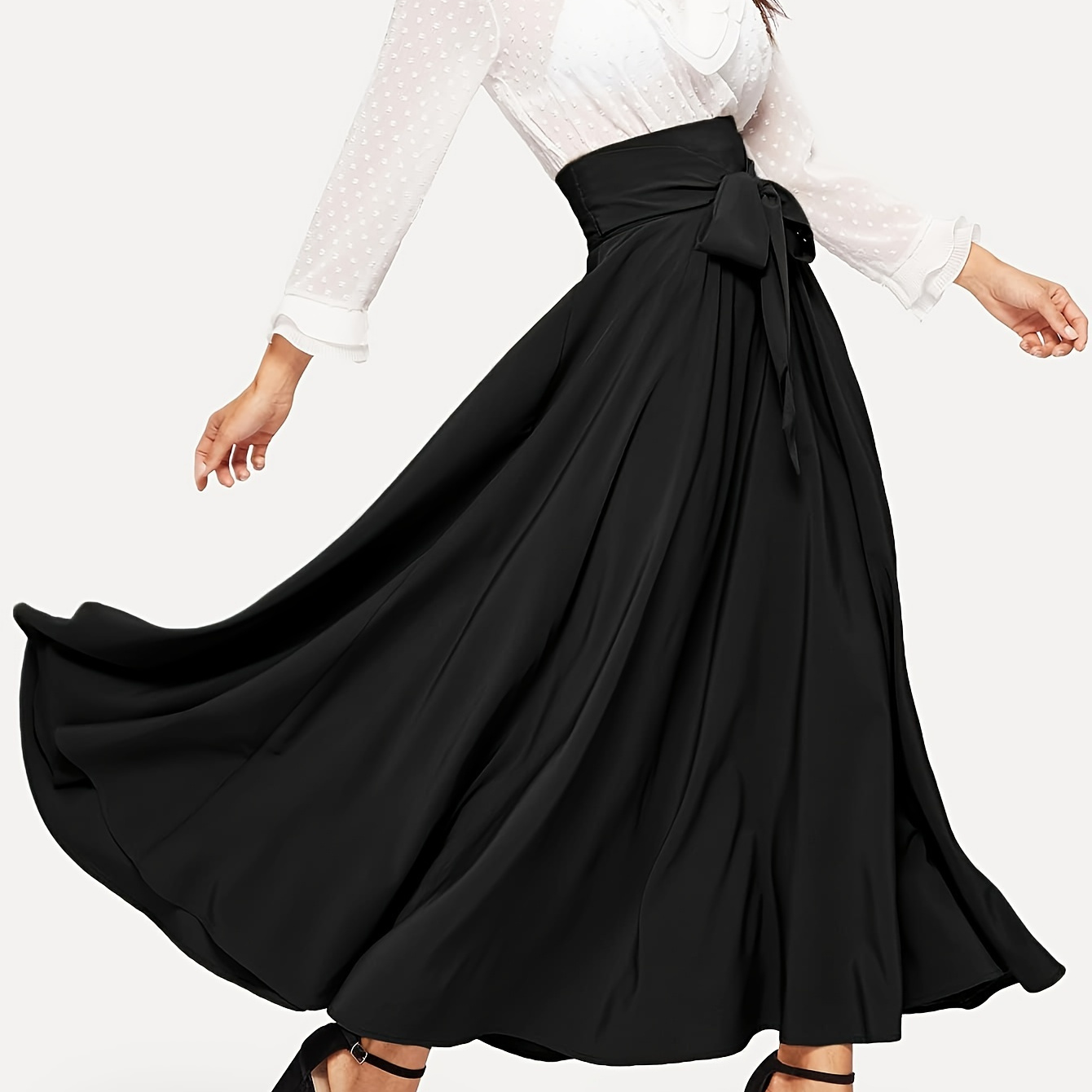 Solid Color High Tie Waist Skirt, Elegant A-line Skirt For Spring & Summer, Women's Clothing
Solid Color High Tie Waist Skirt, Elegant A-line Skirt For Spring & Summer, Women's Clothing