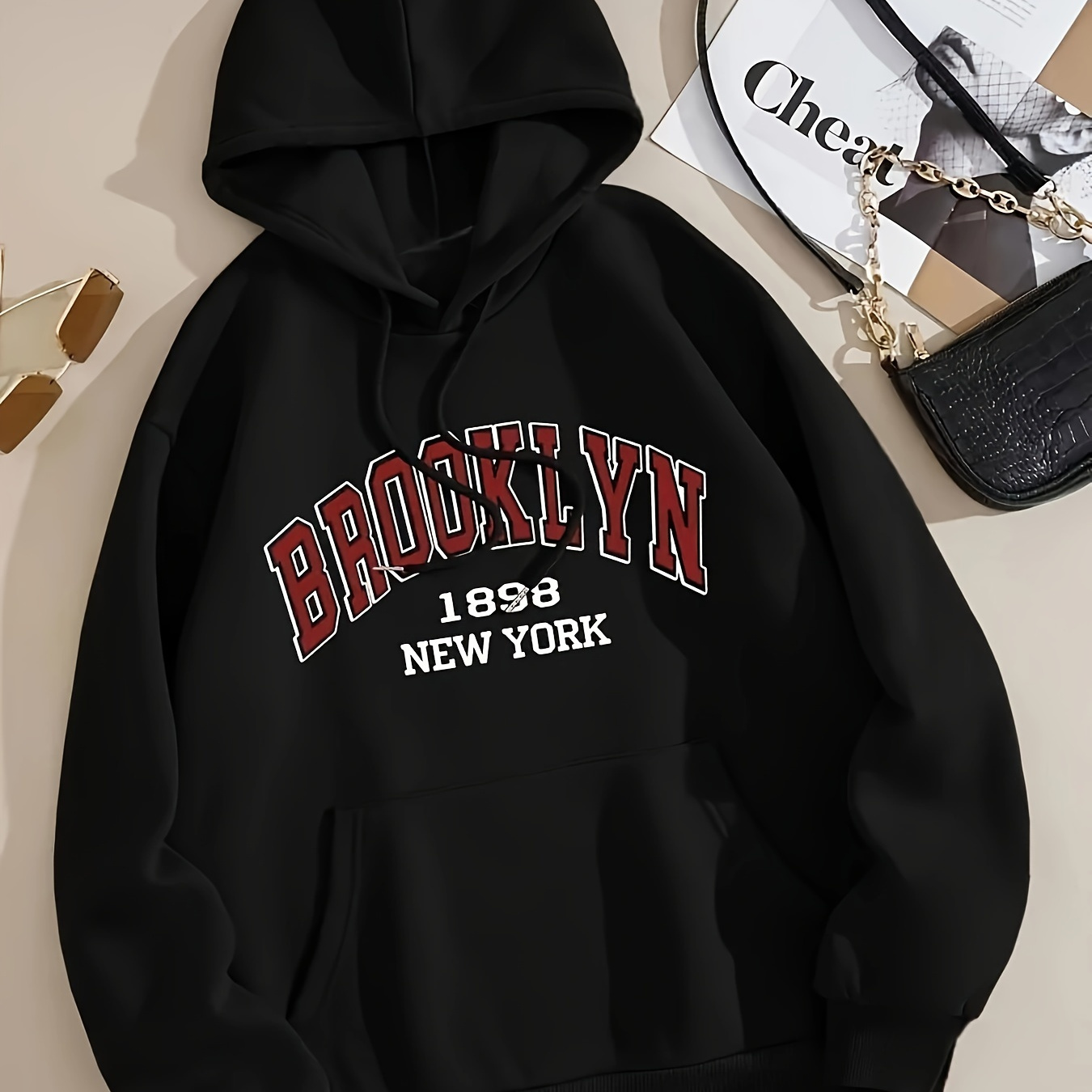 Letter Print Kangaroo Pocket Hoodie, Casual Long Sleeve Drawstring Hooded Sweatshirt, Women's Clothing
Letter Print Kangaroo Pocket Hoodie, Casual Long Sleeve Drawstring Hooded Sweatshirt, Women's Clothing