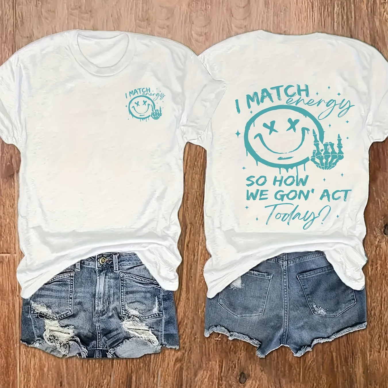 Matching Energy Cartoon Print Polyester T-shirt - Casual Crew Neck Knit Top For Women, Regular Fit, All Season Comfort
Matching Energy Cartoon Print Polyester T-shirt - Casual Crew Neck Knit Top For Women, Regular Fit, All Season Comfort