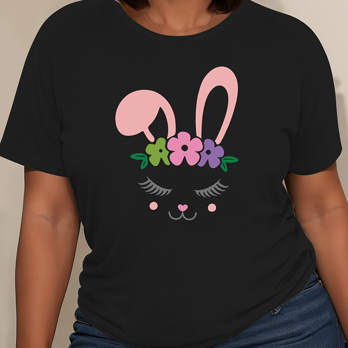 Easter Plus Size Graphic Print T-shirt, Short Sleeve Crew Neck Casual Top For Summer & Spring, Women's Plus Size Clothing
Easter Plus Size Graphic Print T-shirt, Short Sleeve Crew Neck Casual Top For Summer & Spring, Women's Plus Size Clothing