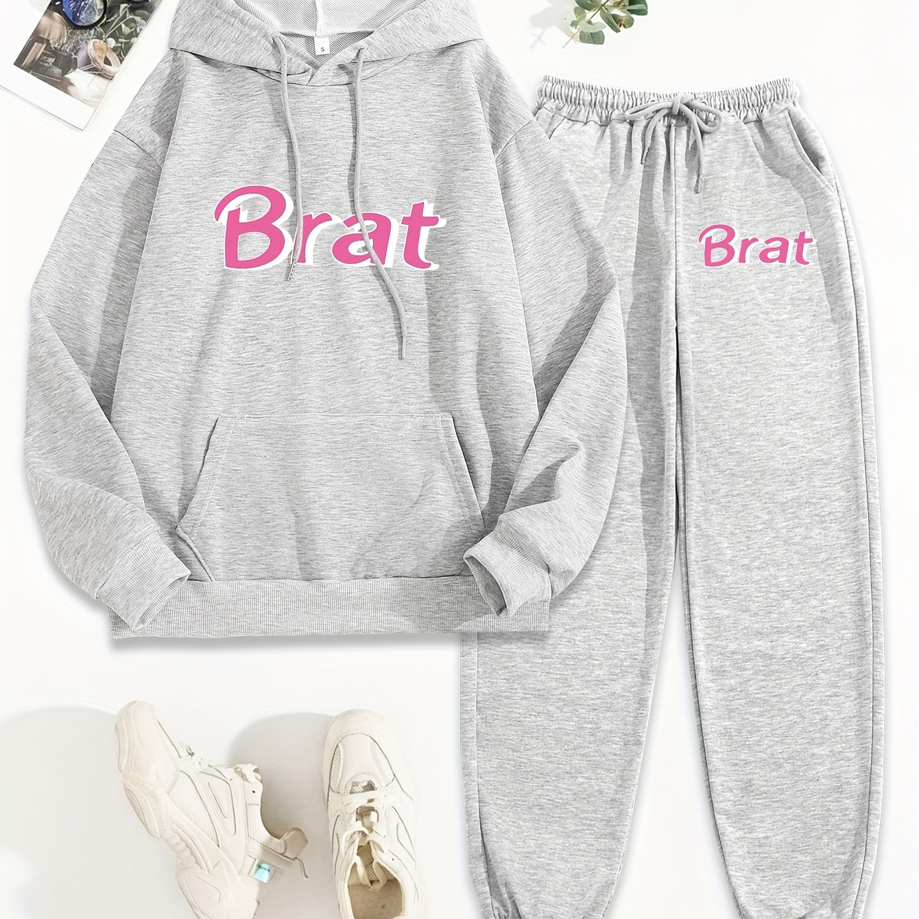 Women's Casual Letter Print Hoodie & Pants Set - Cozy Polyester, Machine Washable, With Pockets - Perfect For Fall/winter
Women's Casual Letter Print Hoodie & Pants Set - Cozy Polyester, Machine Washable, With Pockets - Perfect For Fall/winter