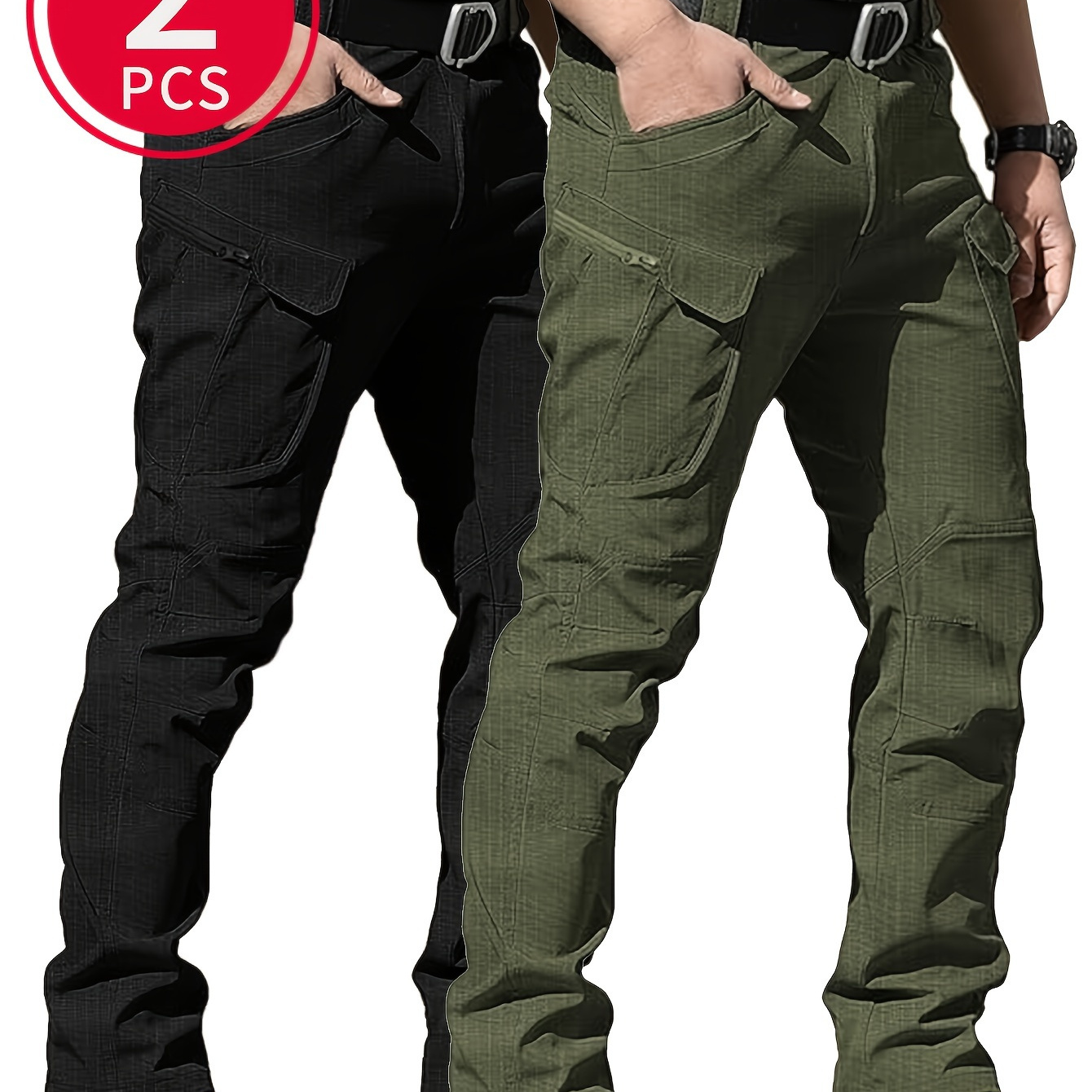 2pcs Men's Tactical Hiking Pants - Lightweight, Polyester Cargo Trousers With Multiple Pockets, Ideal For &, Machine Washable, In Dark Green & Gray, Camping Gear
2pcs Men's Tactical Hiking Pants - Lightweight, Polyester Cargo Trousers With Multiple Pockets, Ideal For &, Machine Washable, In Dark Green & Gray, Camping Gear