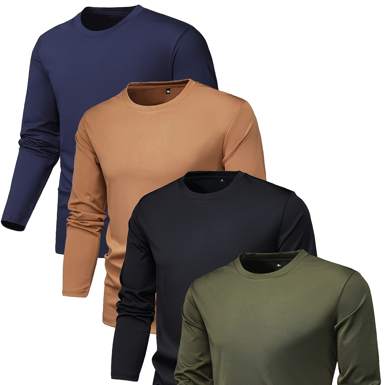 4-pack Men's Solid Long Sleeve T-shirts, Casual Basic Round Neck Tees, Solid Color Versatile Men's Fashion Tops
4-pack Men's Solid Long Sleeve T-shirts, Casual Basic Round Neck Tees, Solid Color Versatile Men's Fashion Tops