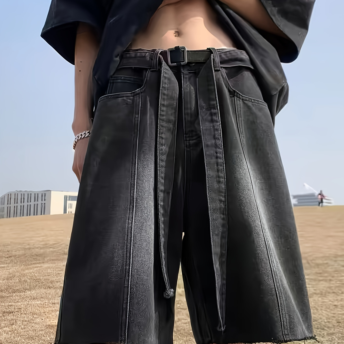 Men's Casual Loose Fit Denim Shorts, Chic Street Style Shorts With Belt For Summer Jorts
Men's Casual Loose Fit Denim Shorts, Chic Street Style Shorts With Belt For Summer Jorts