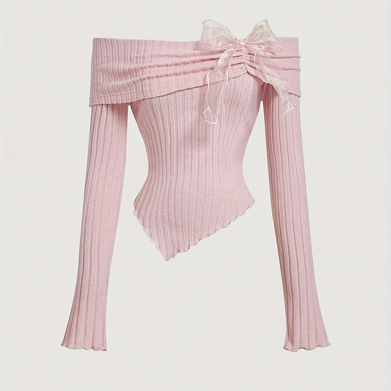 Women's Elegant Off-shoulder T-shirt, Polyester Knit, Solid Color, Regular Length, With Bow Detail, Fashion Top For All
Women's Elegant Off-shoulder T-shirt, Polyester Knit, Solid Color, Regular Length, With Bow Detail, Fashion Top For All
