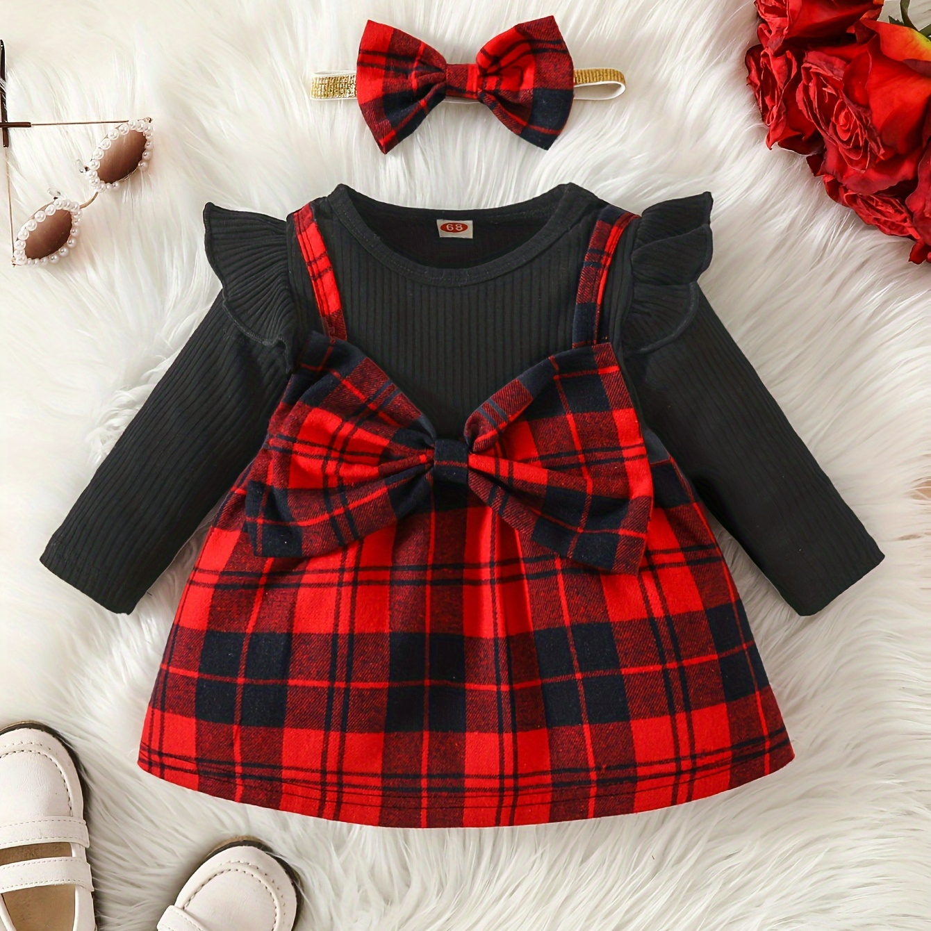 2pcs Infant Baby Girls Butterfly Bow Decoration Plaid Striped Casual Dress + Headband Set
2pcs Infant Baby Girls Butterfly Bow Decoration Plaid Striped Casual Dress + Headband Set