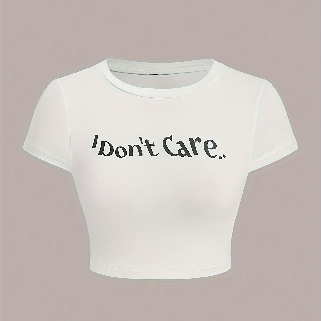 I Don't Care Print Crop T-shirt, Casual Crew Neck Short Sleeve Top For Summer, Women's Clothing
I Don't Care Print Crop T-shirt, Casual Crew Neck Short Sleeve Top For Summer, Women's Clothing