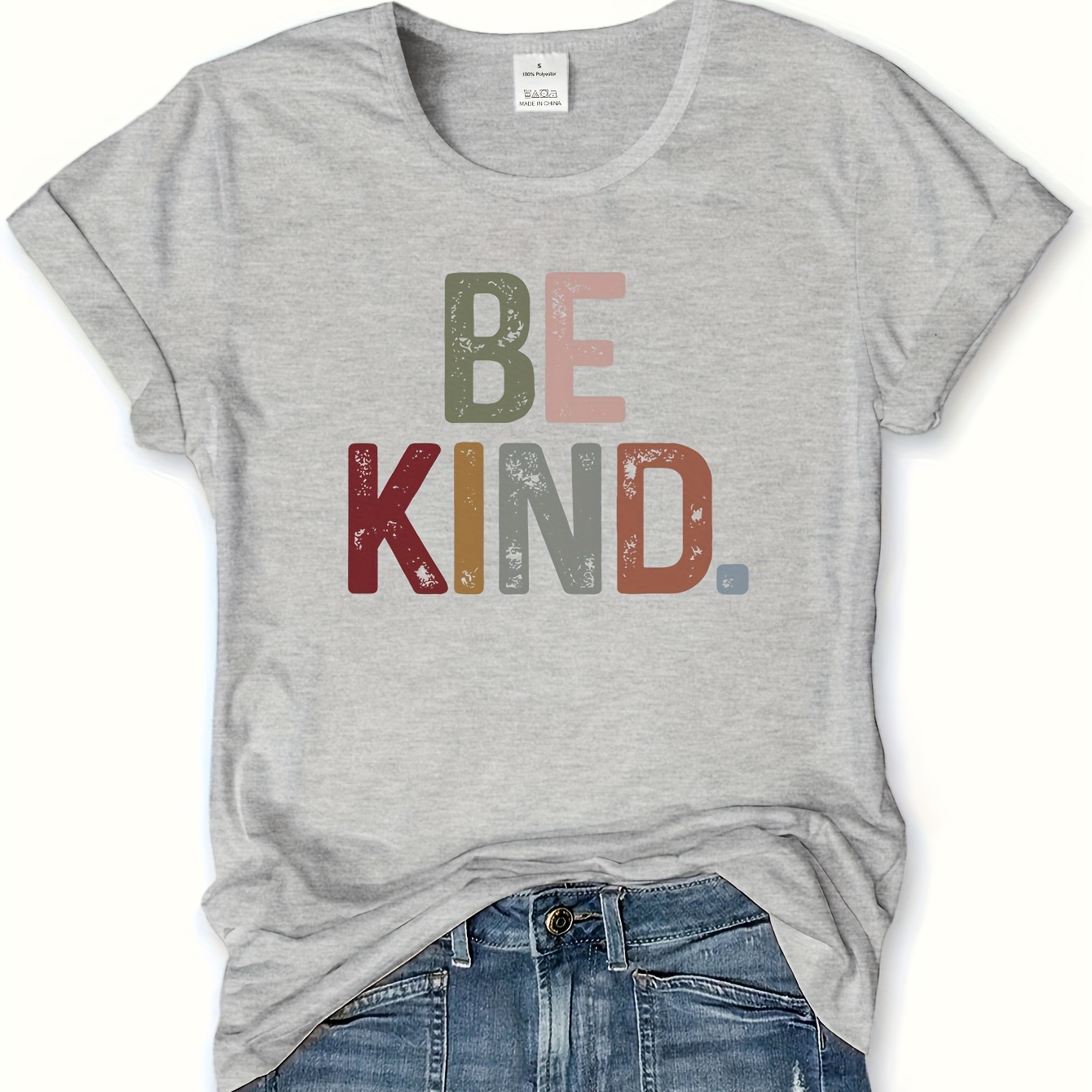 Be Kind Print T-shirt, Casual Short Sleeve Crew Neck Top For Spring & Summer, Women's Clothing
Be Kind Print T-shirt, Casual Short Sleeve Crew Neck Top For Spring & Summer, Women's Clothing