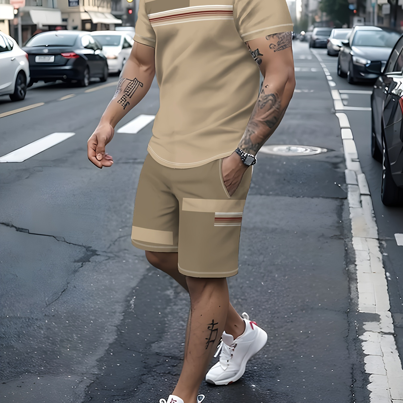 Men's Outfit, Striped Casual Crew Neck Short Sleeve T-shirt & Shorts 2-piece Set For Summer Outdoor Activities
Men's Outfit, Striped Casual Crew Neck Short Sleeve T-shirt & Shorts 2-piece Set For Summer Outdoor Activities