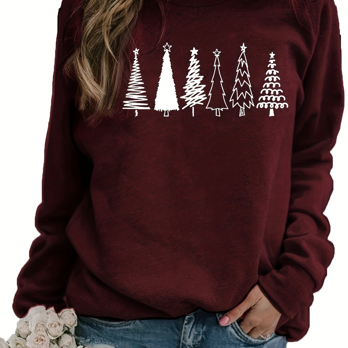 Christmas Tree Printed Pullover Sweatshirt, Casual Long Sleeve Crew Neck Sweatshirt, Women's Clothing
Christmas Tree Printed Pullover Sweatshirt, Casual Long Sleeve Crew Neck Sweatshirt, Women's Clothing