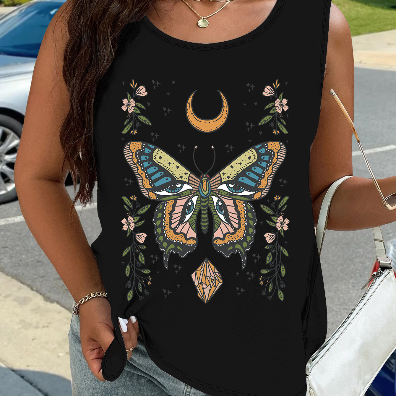 Plus Size Butterfly Print Tank Top, Sleeveless Casual Top For Summer, Women's Plus Size Clothing
Plus Size Butterfly Print Tank Top, Sleeveless Casual Top For Summer, Women's Plus Size Clothing