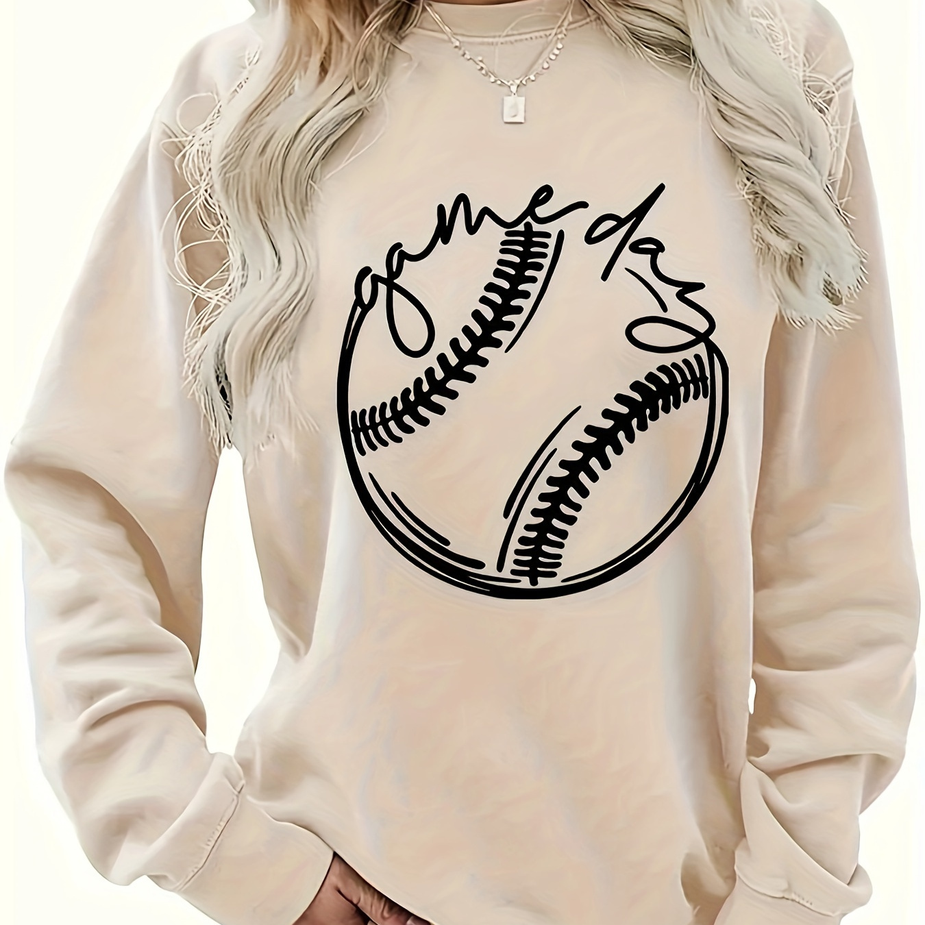 Baseball Print Pullover Sweatshirt, Casual Long Sleeve Crew Neck Sweatshirt For Fall & Winter, Women's Clothing
Baseball Print Pullover Sweatshirt, Casual Long Sleeve Crew Neck Sweatshirt For Fall & Winter, Women's Clothing