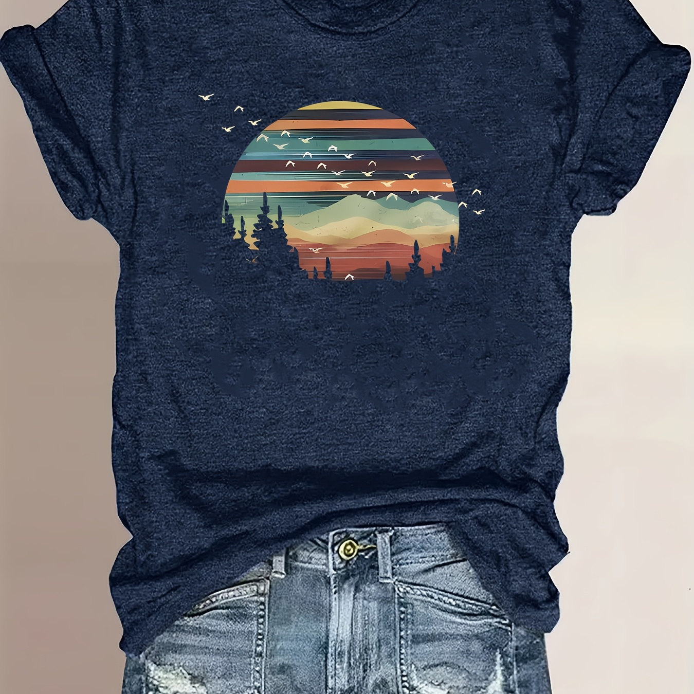 Forest Print T-shirt, Short Sleeve Crew Neck Casual Top For Summer & Spring, Women's Clothing
Forest Print T-shirt, Short Sleeve Crew Neck Casual Top For Summer & Spring, Women's Clothing