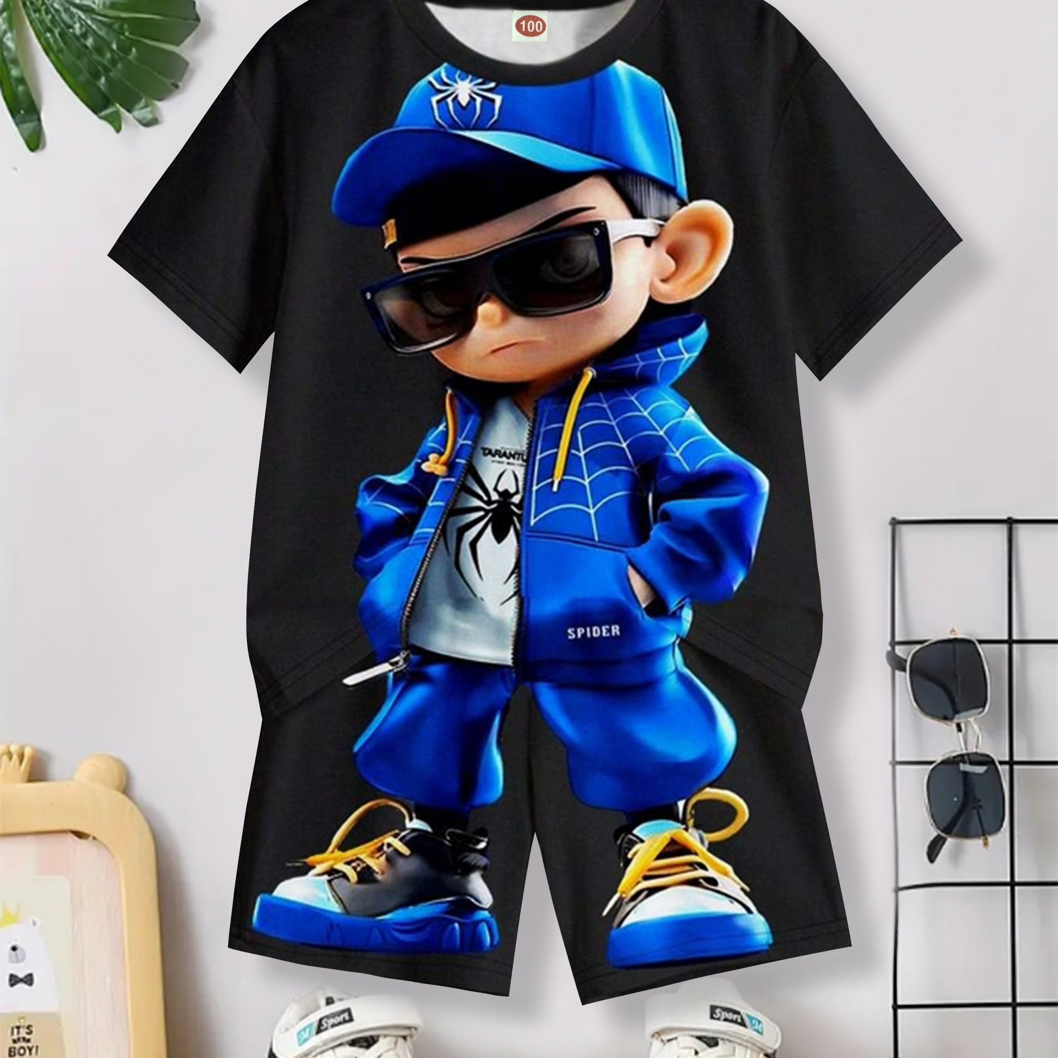 Cartoon Print Boys' Casual Short Sleeve T-shirt And Shorts Set, , Breathable Polyester And Elastane Fabric, Summer Outfit For Kids
Cartoon Print Boys' Casual Short Sleeve T-shirt And Shorts Set, , Breathable Polyester And Elastane Fabric, Summer Outfit For Kids