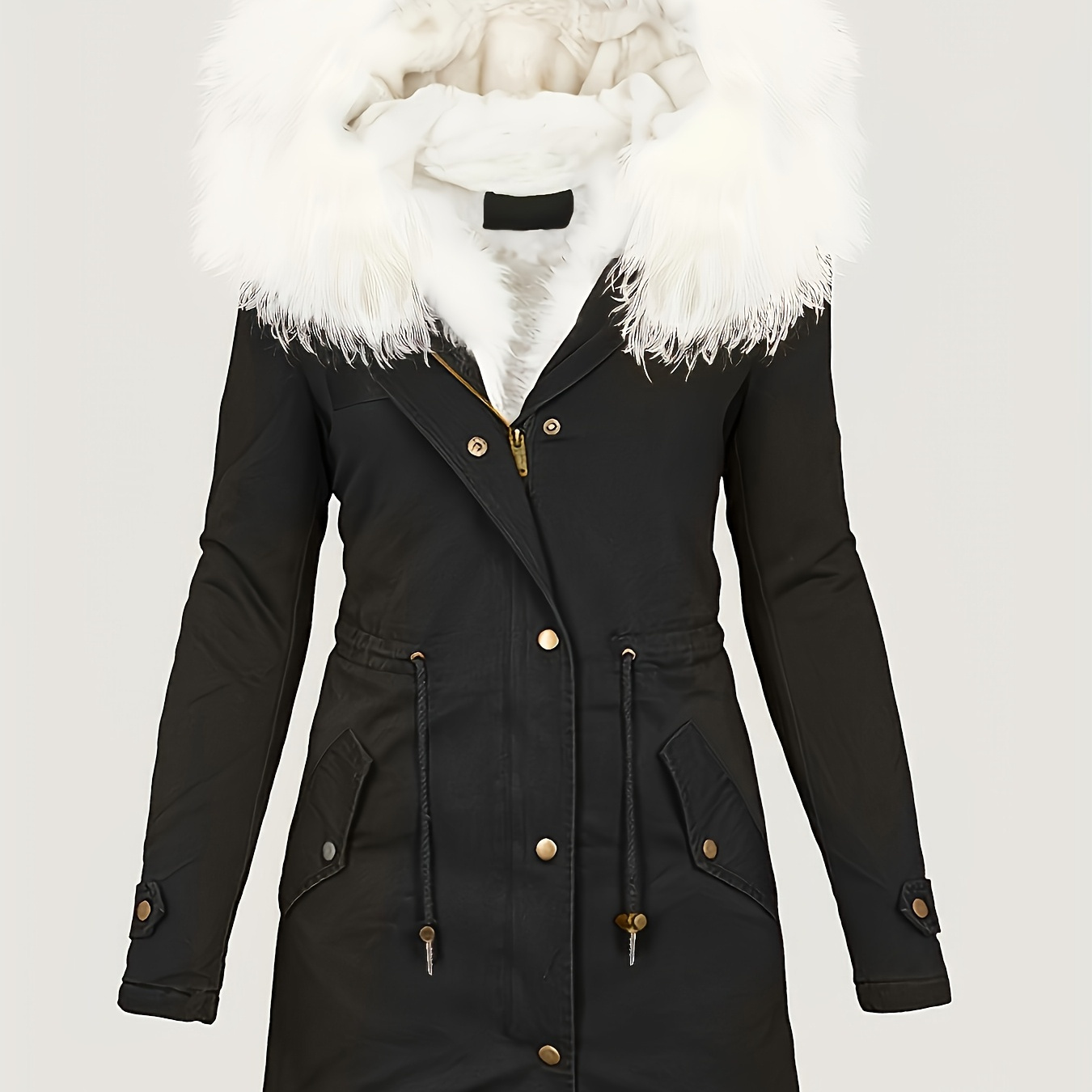 Zip-up Fuzzy Trim Hoodie Parka Coat, Casual Drawstring Waist Long Sleeve Snap Front Pockets Fur Lined Warm Coat For Fall & Winter, Women's Clothing
Zip-up Fuzzy Trim Hoodie Parka Coat, Casual Drawstring Waist Long Sleeve Snap Front Pockets Fur Lined Warm Coat For Fall & Winter, Women's Clothing