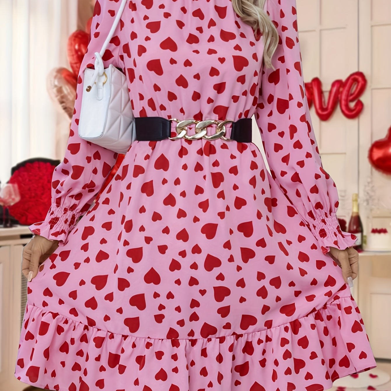 Women's Elegant Heart Neck Dress With Shirred Detail, Waist, And Ruffle Hem, Polyester 95% Elastane 5% A-line Swing Dress For Spring/summer
Women's Elegant Heart Neck Dress With Shirred Detail, Waist, And Ruffle Hem, Polyester 95% Elastane 5% A-line Swing Dress For Spring/summer