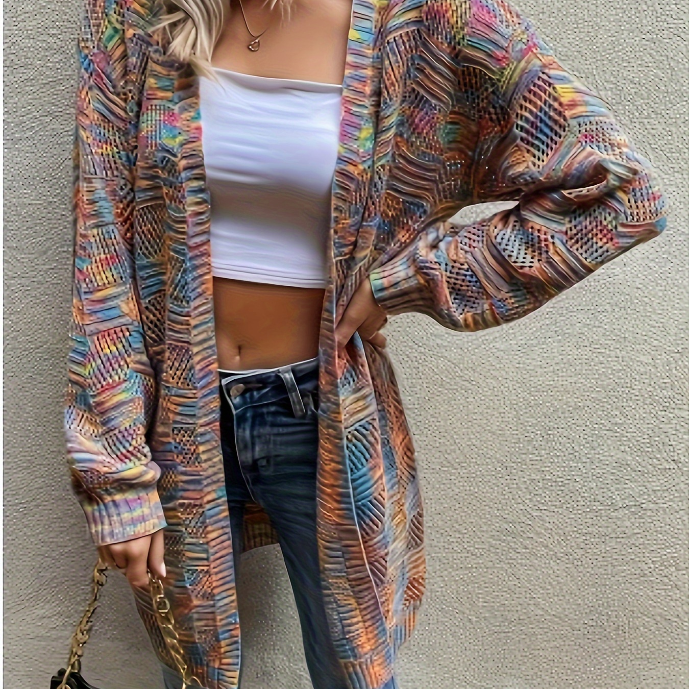 Tie-dye Open Front Cardigan For Women - Casual Long Sleeve, Drop Shoulder Design, Lightweight Polyester Knit, Spring/fall, Plus Size Cardigan
Tie-dye Open Front Cardigan For Women - Casual Long Sleeve, Drop Shoulder Design, Lightweight Polyester Knit, Spring/fall, Plus Size Cardigan