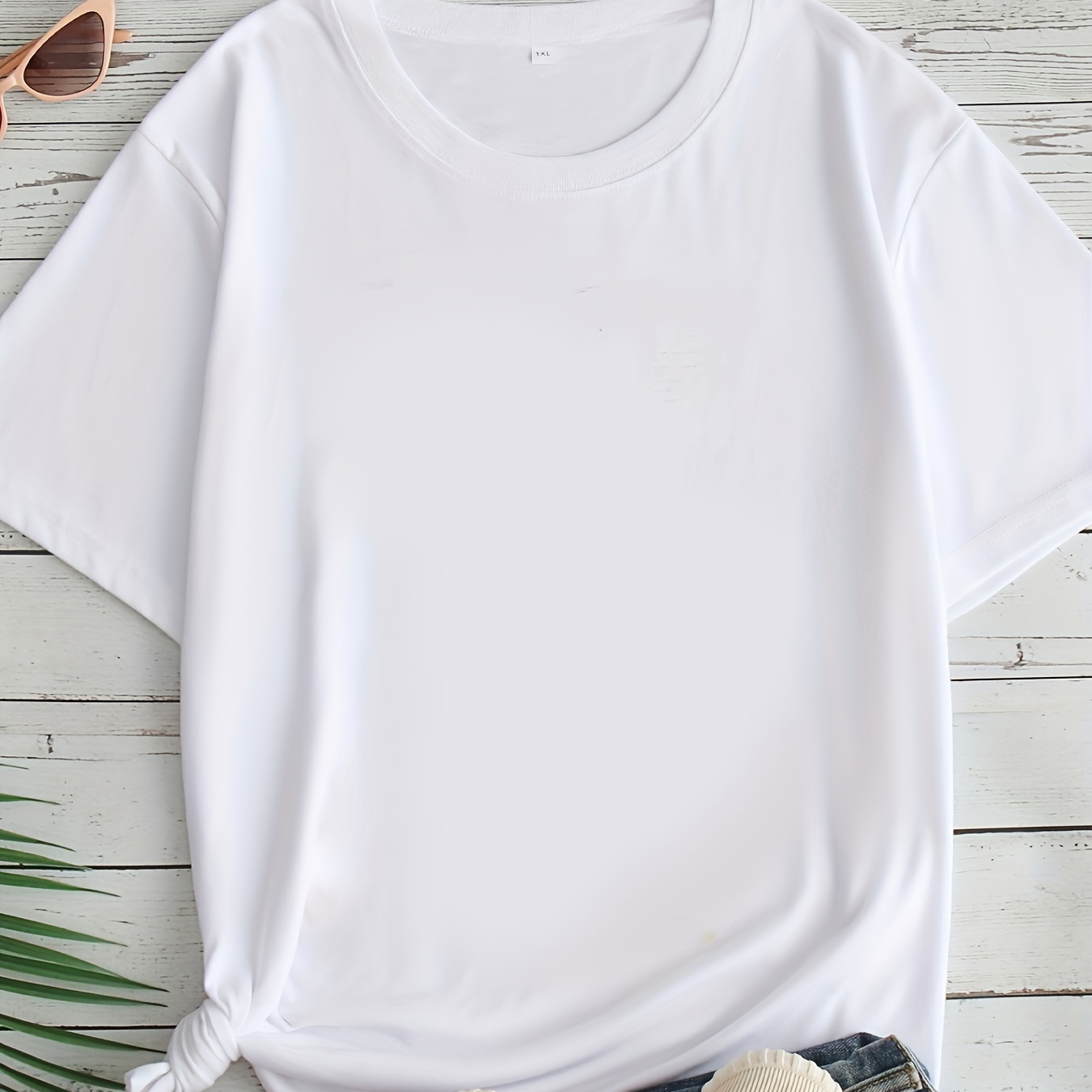 Women's Plus Size Casual T-shirts - 95% Polyester 5% Cotton , Short Sleeve Crew Neck Tops, Slight Stretch Solid Color Tee, Knit Fabric For All , Sizes 1xl-8xl
Women's Plus Size Casual T-shirts - 95% Polyester 5% Cotton , Short Sleeve Crew Neck Tops, Slight Stretch Solid Color Tee, Knit Fabric For All , Sizes 1xl-8xl