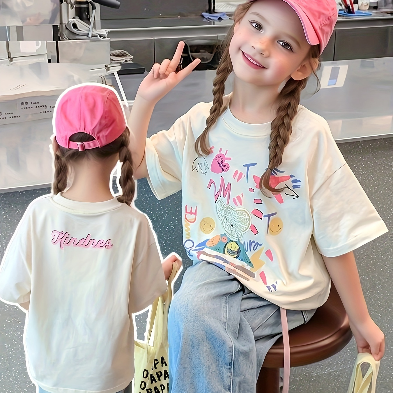 100% Cotton Knit Letter Print Cartoon Bear Graphic Short Sleeve Crew Neck T-shirt For Girls, Casual Comfy Breathable Summer Tee Top Cute Gift
100% Cotton Knit Letter Print Cartoon Bear Graphic Short Sleeve Crew Neck T-shirt For Girls, Casual Comfy Breathable Summer Tee Top Cute Gift