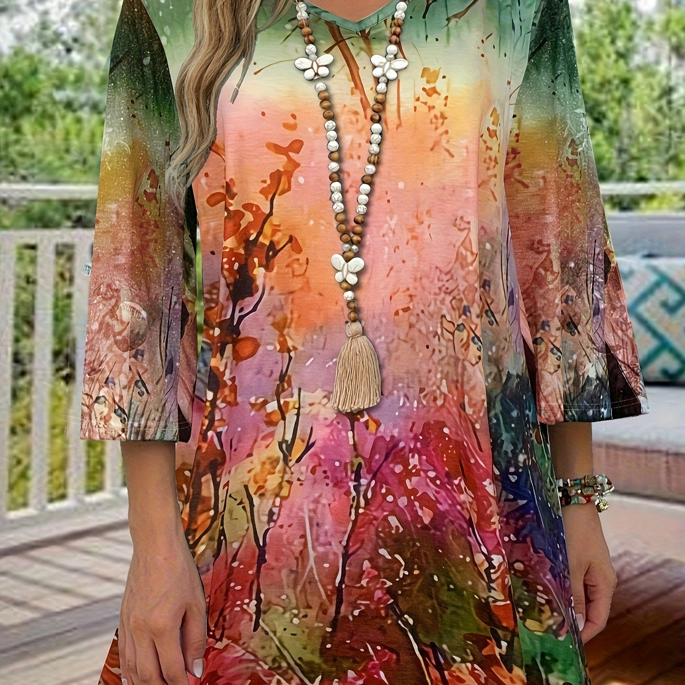 Plus Size Casual Top, Women's Plus Floral Print Half Sleeve V Neck Slight Stretch T-shirt
Plus Size Casual Top, Women's Plus Floral Print Half Sleeve V Neck Slight Stretch T-shirt