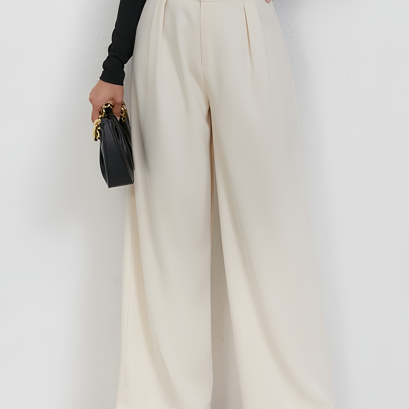 Pantalon droit de couleur unie, élégant pantalon ceinturé taille haute pour et , vêtements pour femmes
Pantalon droit de couleur unie, élégant pantalon ceinturé taille haute pour et , vêtements pour femmes