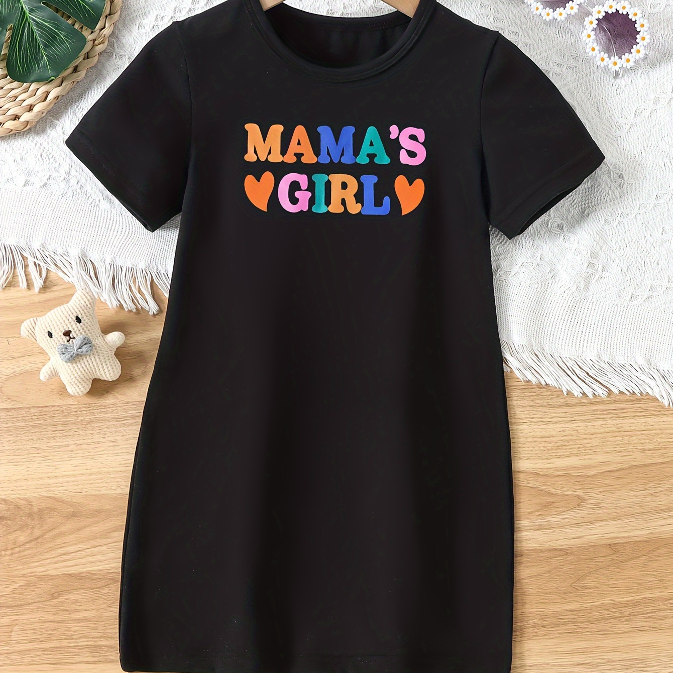 Mama's Girl Print Girls Short Sleeve Dress, Sweet Fashion T-shirt Dress Summer Clothing
Mama's Girl Print Girls Short Sleeve Dress, Sweet Fashion T-shirt Dress Summer Clothing