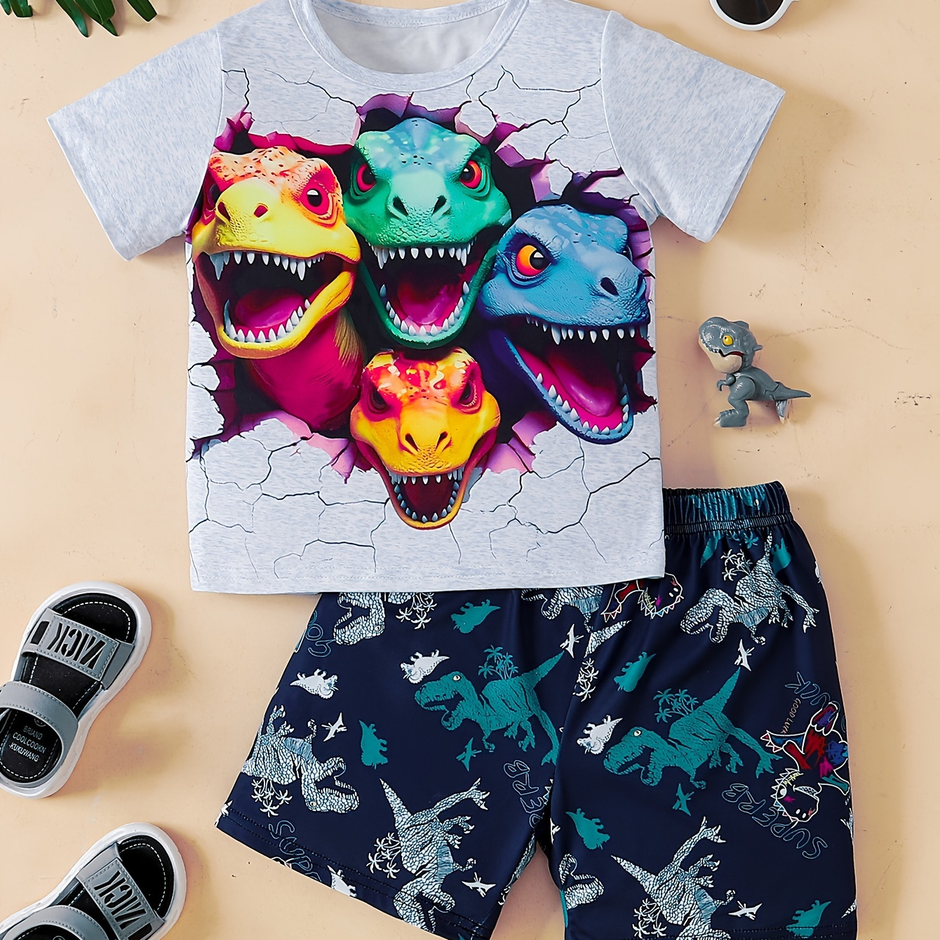 Dinosaur Graphic Print, 2pcs Boys Casual Short Sleeve T-shirt & Shorts Set, Boys Clothing For Summer, As Gifts
Dinosaur Graphic Print, 2pcs Boys Casual Short Sleeve T-shirt & Shorts Set, Boys Clothing For Summer, As Gifts