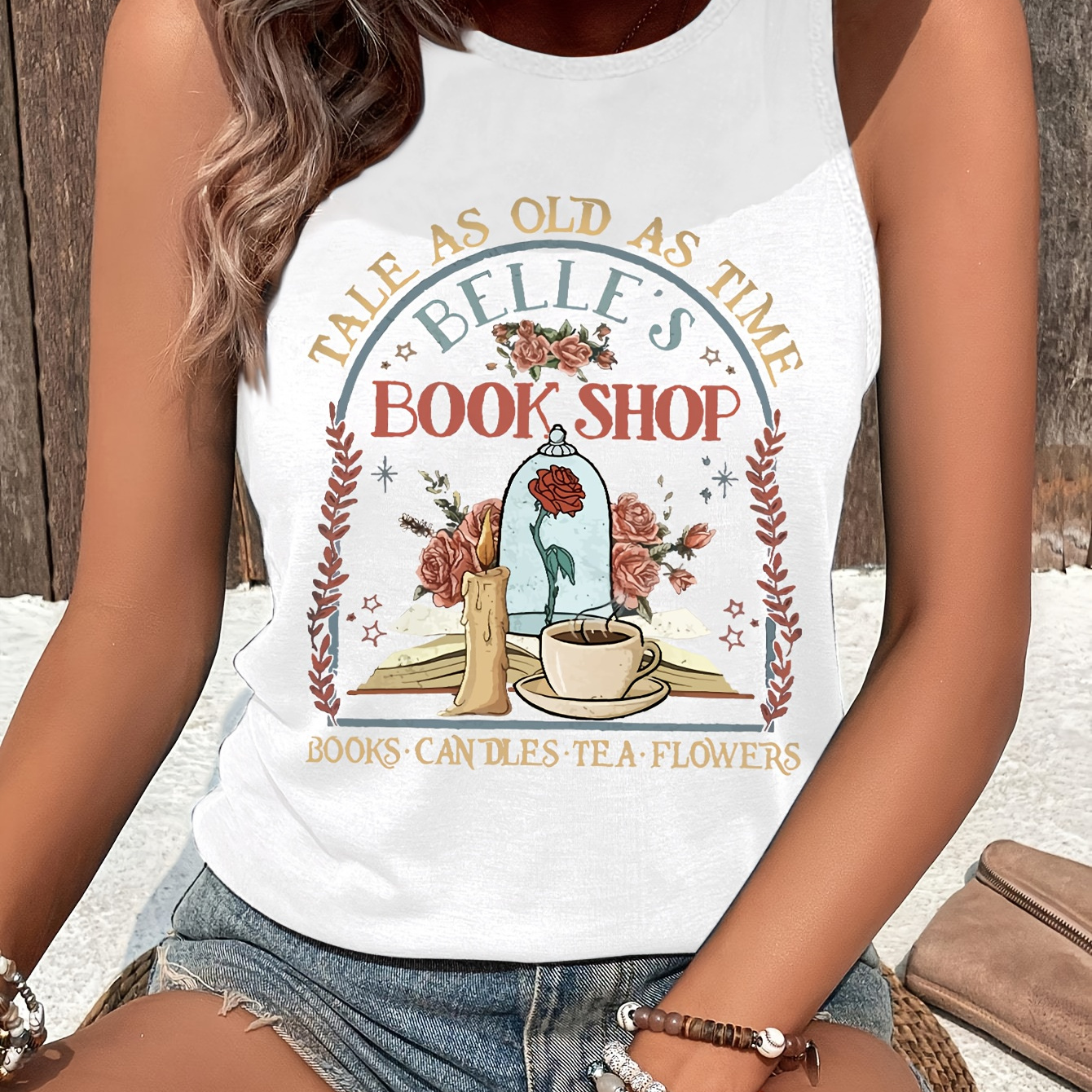 Book Shop Print Crew Neck Tank Top, Sleeveless Casual Top For Summer & Spring, Women's Clothing
Book Shop Print Crew Neck Tank Top, Sleeveless Casual Top For Summer & Spring, Women's Clothing