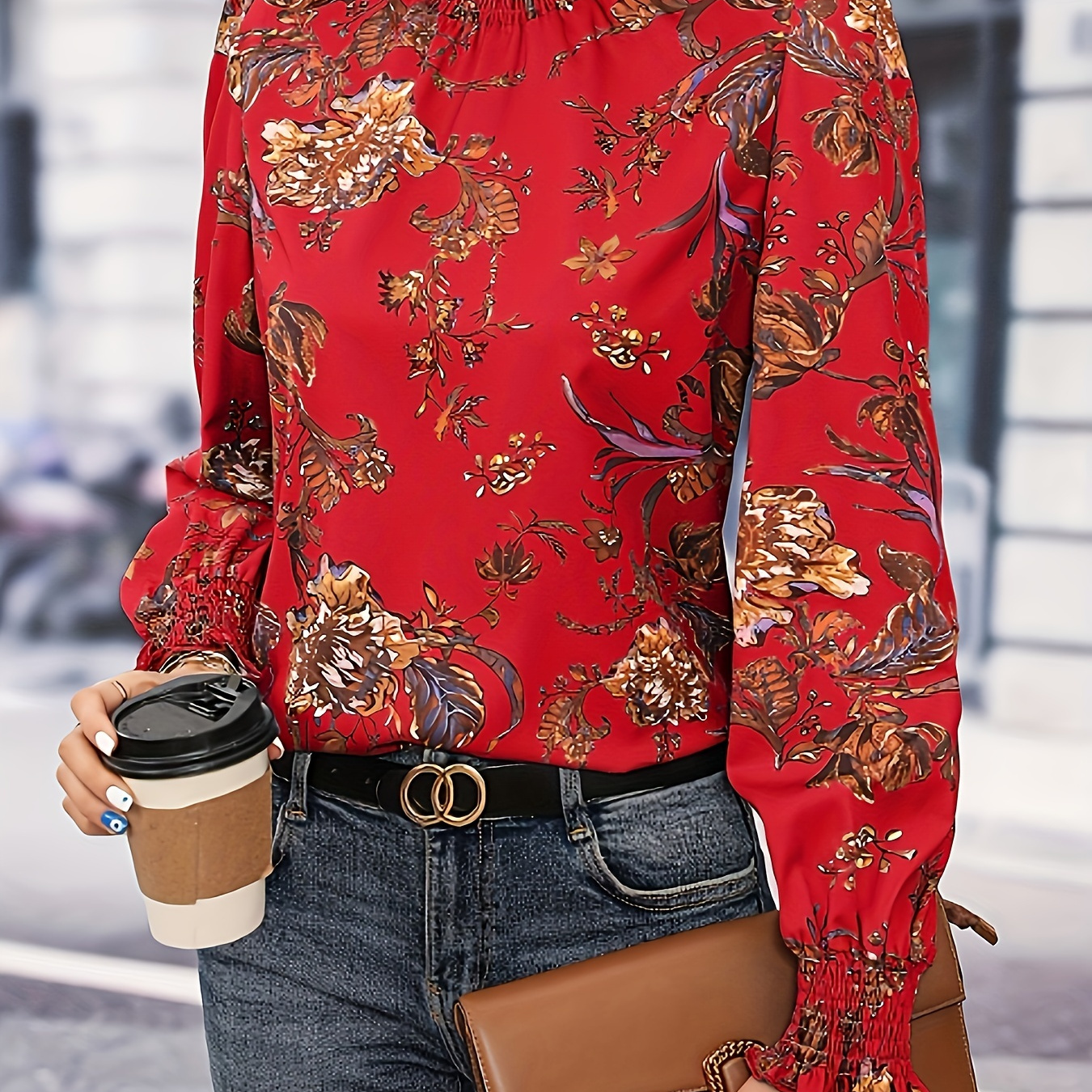 Floral Print Shirred Trim Blouse, Vintage Long Sleeve Blouse For Spring & Fall, Women's Clothing
Floral Print Shirred Trim Blouse, Vintage Long Sleeve Blouse For Spring & Fall, Women's Clothing